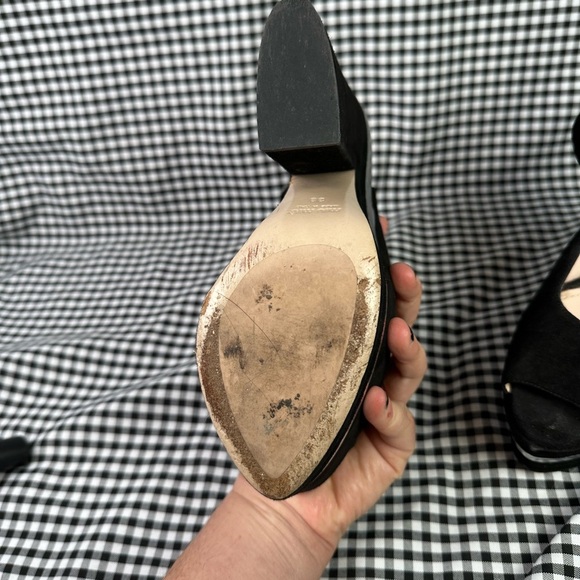 Miu Miu Black Silver Metallic 70s Disco Style Suede Platform Sandals EU 38 US 8 - Picture 6 of 7